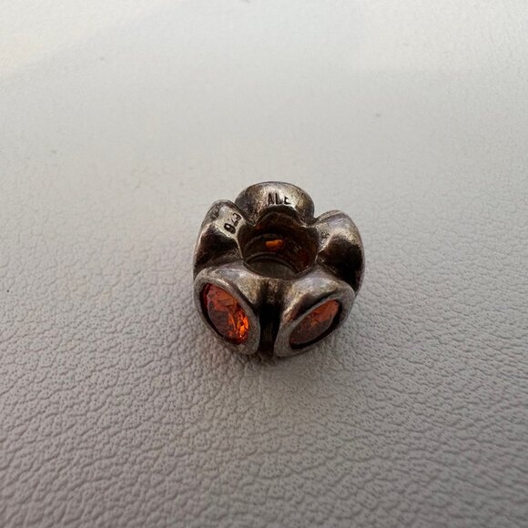 Pandora Sterling Silver 925 ALE Orange Zirconia Oval Lights Bead Charm - Picture 5 of 8
